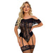 Color-Black-Bodybuilding Jumpsuits Underwear off-Shoulder Hollow Out Cutout Breathable Traceless Bra Lace See through Dress Sexy Bodybuilding Underwear-Fancey Boutique