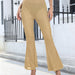 Color-Khaki-Women Sexy Mesh See Through Drop Plastic Trousers Women Bell Bottom Pants-Fancey Boutique