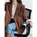 Color-Retro Heavy Industry Metal Buckle Corduroy Blazer Women Korean Loose High Grade Blazer-Fancey Boutique