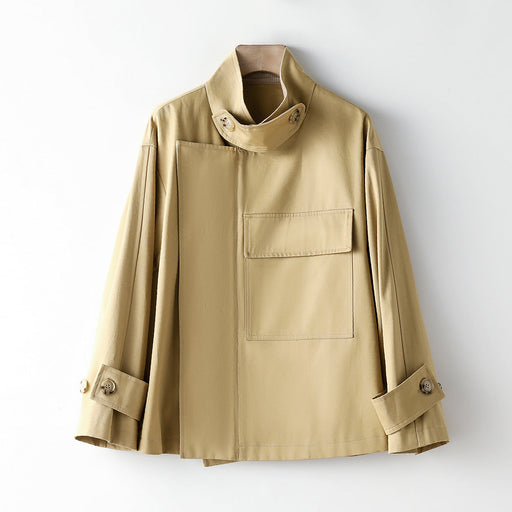 Color-Element Trench Coat for Women Spring Autumn Korean Profile Loose Cargo Small Coat-Fancey Boutique