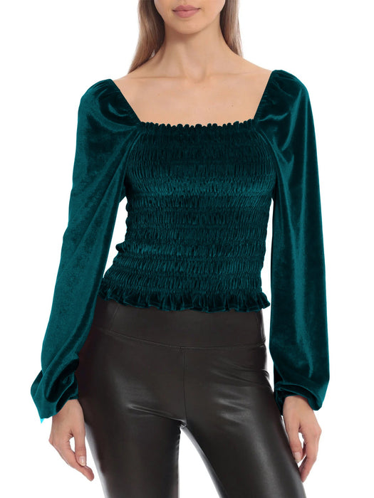 Color-Dark Green-Popular Design French Top Elegant Long Sleeve Women Clothing T shirt Suede Bottoming Shirt-Fancey Boutique