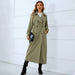 Color-Olive Green-Autumn Winter Women Clothing British Elegant Graceful Double Breasted Slimming Mid Length Trench Coat-Fancey Boutique