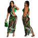 Color-blackish green-Women Clothing Summer Digital Printing Irregular Asymmetric Mesh Dress Bikini Three Piece Set-Fancey Boutique