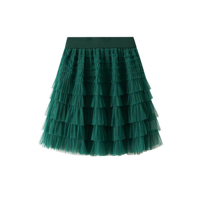 Color-Mesh Skirt Women Summer Spring Autumn Clothing A line Tiered Dress Short Skirt-Fancey Boutique