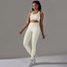 Color-Vest and Trousers Suit-Milky White-Yoga Wear Suit Seamless Breathable Vest Sports Underwear High Waist Hip Lift Fitness Pants Suit-Fancey Boutique