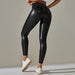 Color-Black-Faux Leather Pants High Elastic Sexy Solid Color Bright Black Tight Trousers Running Fitness Yoga Pants-Fancey Boutique