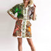 Color-Summer Women Clothing Collared Single Breasted Long Sleeve Printed Dress-Fancey Boutique