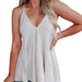 Color-White-Summer Women Clothing V-neck Casual Sling Wool Vest Top T-shirt-Fancey Boutique