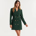 Color-Slim Solid Color Casual Double Breasted Mid-Length Blazer Coat Dress-Fancey Boutique