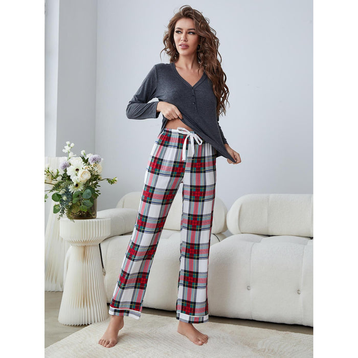 Color-Pajamas Women Long Sleeved Plaid Autumn Winter Homewear Suit Can Be Worn outside-Fancey Boutique