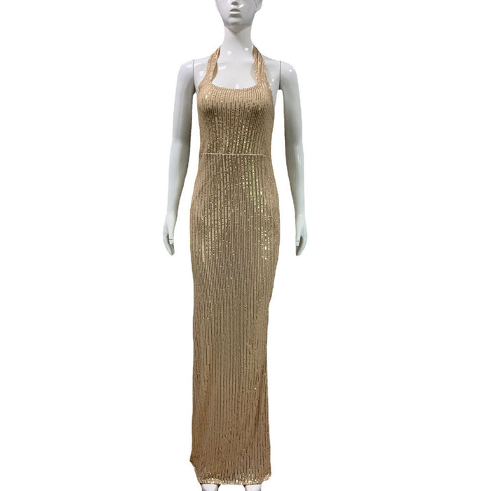 Color-Women Clothing Split Sequ Dress Evening Maxi Dress Women Gold Sequin Rhinestone-Fancey Boutique