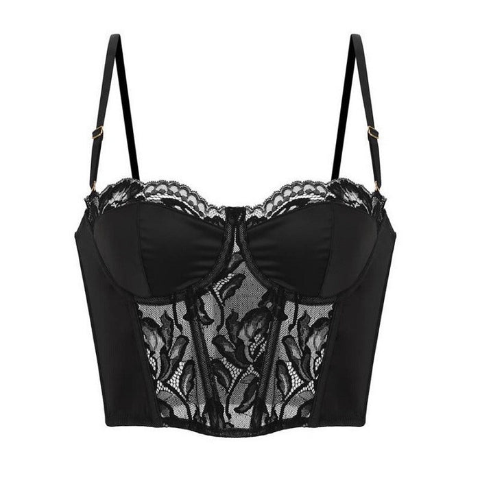 Color-Underwear Women Soft Steel Ring Small Chest Push up Glossy Lace Edge Shaping Sexy Bra-Fancey Boutique