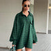 Color-Green-Women Clothing Retro Plaid Shirt Green Boyfriend Mid Length Loose Oversize Shirt-Fancey Boutique