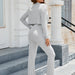 Color-Knitted round Neck Long Sleeve Zipper Cardigan Trousers Wide Leg Pants Two Piece Suit Women-Fancey Boutique