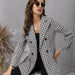 Color-Fall Blazer Women Clothing Houndstooth Collared Long Sleeve Coat-Fancey Boutique
