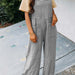 Color-Gray-Summer Women Casual Solid Color Pocket Square Collar Loose Overalls-Fancey Boutique