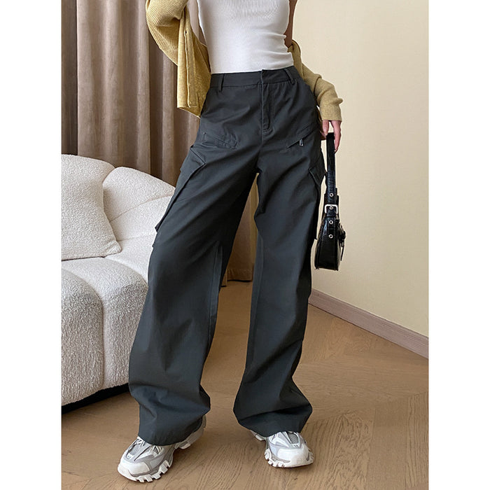 Color-Early Autumn Tooling Pocket Straight Casual Wide Leg Pant-Fancey Boutique