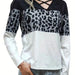 Color-Gray-Summer Women Clothing Personality Leopard Splicing V Neck Top Ladies-Fancey Boutique