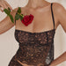 Color-Sexy Women Black Lace Sexy Sling Short Stitching Small Top-Fancey Boutique