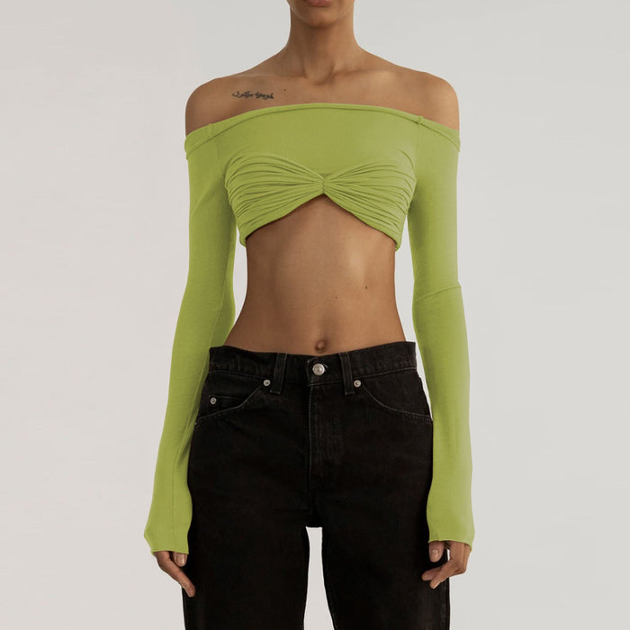 Color-Green-Spring Summer Best Women Clothes off Neck See through Short Tube Top Top-Fancey Boutique