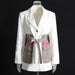 Color-White-Coat Women Trendy Autumn Winter Woolen Large Pocket Stitching Contrast Color Lace Up-Fancey Boutique