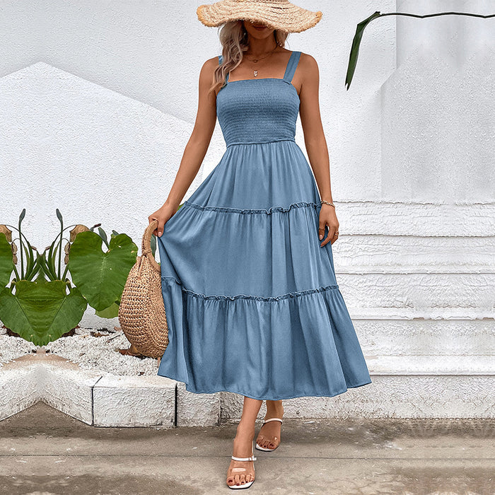 Color-Women Solid Color Sling Summer Dress-Fancey Boutique