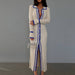 Color-Slim Collared Patchwork Women Long Sleeved Cardigan Dress-Fancey Boutique