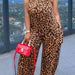 Color-Khaki-Jumpsuit Summer Leopard Print Strap Casual Jumpsuit Women-Fancey Boutique