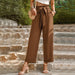 Color-Black-Solid Color Casual Pants Women Summer Office Loose Trousers-Fancey Boutique