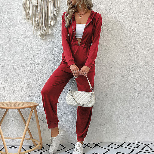 Color-Red-Autumn Winter Women Clothing Solid Color Tooling Casual Jumpsuit-Fancey Boutique