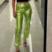 Color-Women Clothing Autumn High Waist Faux Leather Pants Women Candy Colored Casual Pants-Fancey Boutique