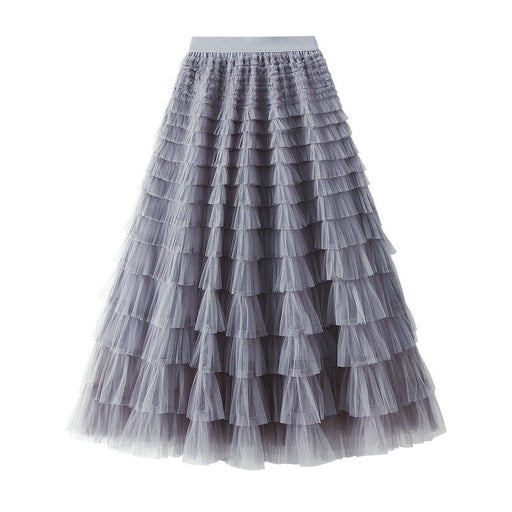 Color-Gray-Skirt Women Clothing Spring Autumn Ladies Figure Flattering Tiered Skirt-Fancey Boutique