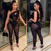 Color-Women Clothing Sexy Mesh See-through Irregular Asymmetric Top Two-Piece Set-Fancey Boutique