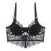 Color-Black-bralette Summer Eyelash Lace Sexy Lingerie Women Body Shaping Thin Push up Hollow Out Cutout Long Back Bra-Fancey Boutique