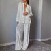 Color-White-Women Clothing Early Spring Long Sleeve Loose Drooping Top Wide Leg Trousers Homewear Casual Lazy Blazer Suit Set-Fancey Boutique