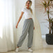 Color-High Waist Four Seasons Home Casual Sports Loose Sweater Ankle Banded Pants-Fancey Boutique