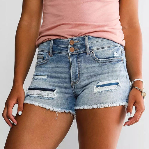 Color-Spring Summer Arrival Denim Shorts Stock Jeans Women High Waist Denim Shorts-Fancey Boutique