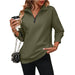 Color-Army Green-Autumn Winter Women Half Long Sleeve Zipper Sweatshirt Pullover Fleece Sweater-Fancey Boutique