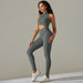 Color-Dark Gray-Seamless Knitted Zipper Thread Sexy Sports Vest Pants Yoga Clothes Fitness Suit Women-Fancey Boutique
