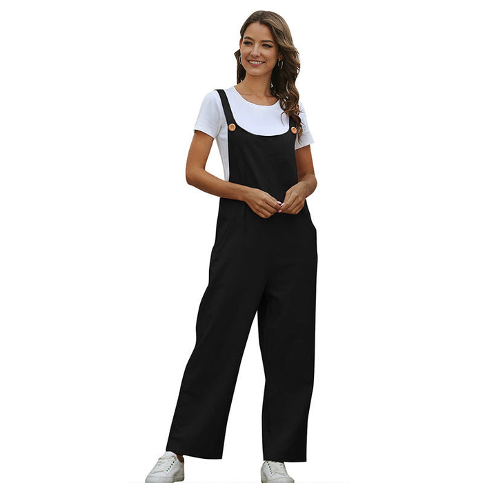 Color-Women Clothing Retro Casual Long Suspender Jumpsuit-Fancey Boutique