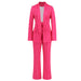 Color-Pink-Autumn Winter Casual Striped Blazer Straight Wide Leg Pants Suit Two Piece Suit-Fancey Boutique