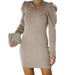 Color-Solid Color Knitted Autumn Winter New Back Hollow Out Cutout out Strap Square Collar Dress Sweater-Fancey Boutique