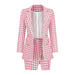 Color-Pink-Sexy Socialite Chanel Suit Set Skirt Autumn Winter Women Houndstooth Two Piece Set-Fancey Boutique