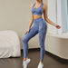 Color-Blue Bra and Trousers Suit-Printed Yoga Clothes Three Piece Set Hip Lifting Stretch Yoga Pants Sports Underwear Fitness Suit Women-Fancey Boutique