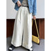 Color-Washed Cotton Work Pant Trousers Women Summer Slimming Slim Fit Casual Curling Wide Leg Pants-Fancey Boutique