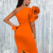 Color-Women Clothing One Shoulder Ruffle Sleeve Dress Elegant Cocktail Dress-Fancey Boutique