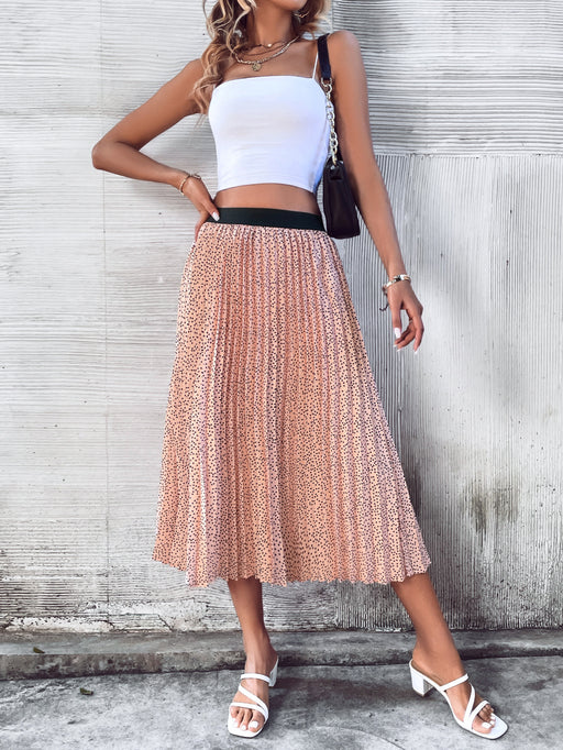 Color-Women Mid Length High Waist Slimming Pleated Skirt-Fancey Boutique