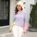 Color-Autumn Winter Sweater Women Clothing Knitted round Neck Stitching Pullover Sweater-Fancey Boutique