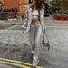 Color-Metallic Coated Fabric Trend Windproof Women Pants Autumn Silver Elastic Waist Loose Straight Slimming Wide Leg Pants-Fancey Boutique