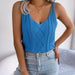 Color-Blue-Spring Summer Casual V neck Twist Cutout Top Holiday Knitwear Women Clothing-Fancey Boutique